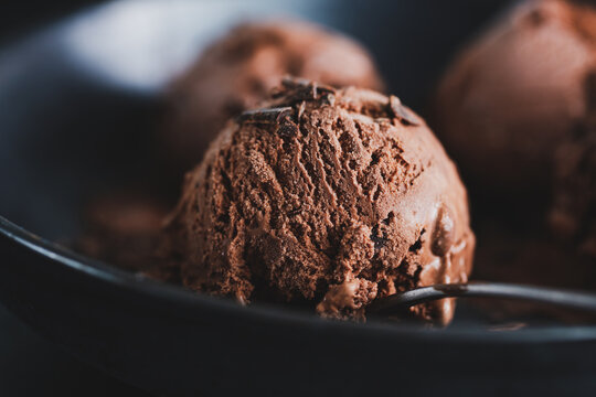 Dark chocolate ice cream with chocolate chunks