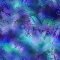 Seamless iridescent rainbow light pattern for print. High quality illustration. Swirly mix of pastel colors resembling holographic foil. Fantasy spectrum mermaid fantastical pattern for print.