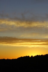 sunset in the sky over the forest