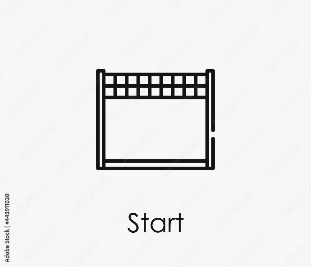 Poster start line vector icon. editable stroke. symbol in line art style for design, presentation, website 