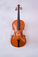 Obraz na płótnie Canvas Violin in the luthier's workshop wall 
