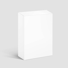 Realistic cardboard packaging box mockup. Vector illustration on transparent background. Can be use for medicine, food, cosmetic and other. Ready for your presentation. EPS10.	