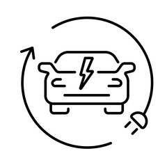 A simple linear icon of an electric car or a car charging station