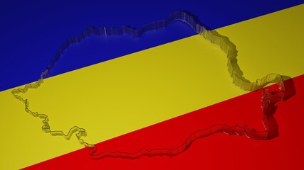 Romania Map on the Romanian flag 