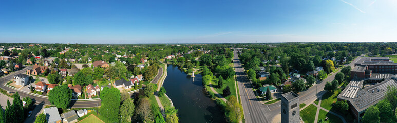 Fototapeta na wymiar Aerial panorama of Wellington Park in Simcoe, Ontario, Canada