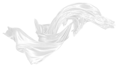 Beautiful flowing fabric of white wavy silk or satin. 3d rendering image.