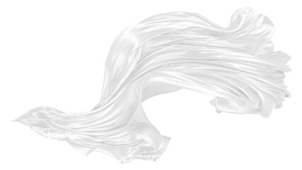 Beautiful flowing fabric of white wavy silk or satin. 3d rendering image.