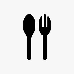 spoon and fork sign on white background. line vector icon