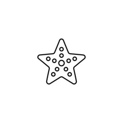 starfish icon in flat black line style, isolated on white background 