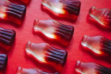 Close up macro cola gummy jelly candies