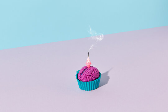 Cupcake with brain and candle