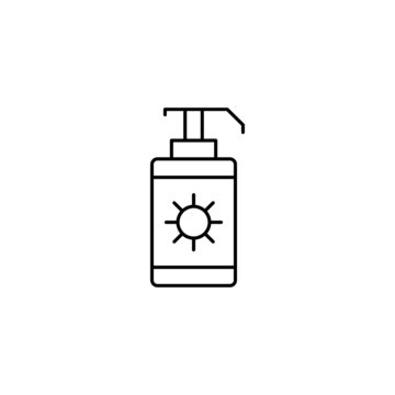recommend clip art: Sun Block, Sunscreen icon in flat black line style, isolated on white background 