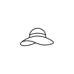 Beach, hat icon in flat black line style, isolated on white background 