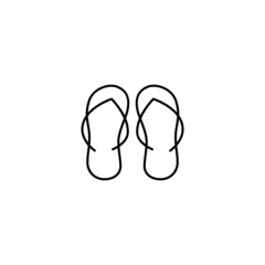 Footwear, slippers icon in flat black line style, isolated on white background 