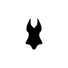 Bikini swimsuit icon in solid black flat shape glyph icon, isolated on white background 