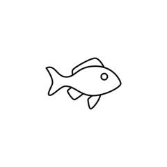 fish, seafood icon in flat black line style, isolated on white background 