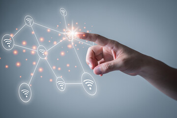 The finger touch the wifi network technology