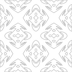 Vector pattern with symmetrical elements . Modern stylish abstract texture. Repeating geometric tiles from striped elements.Black and white pattern.