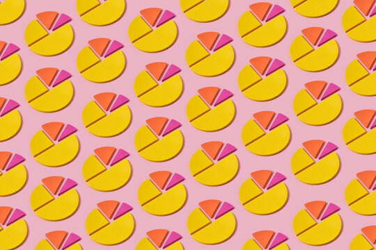 Pattern of colored diagrams on pink background