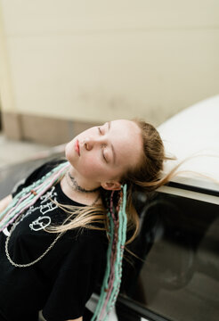 teen girl dreaming outdoors