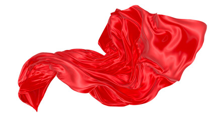 Beautiful flowing fabric of red wavy silk or satin. 3d rendering image.