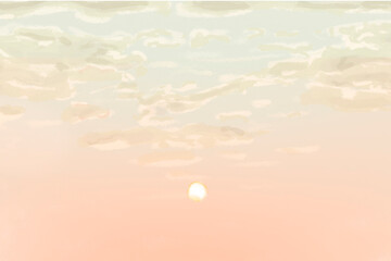 Atardecer con sol y nubes con un cielo anaranjado  © Alex