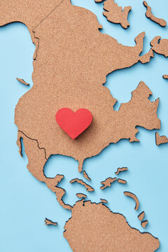One red heart on map