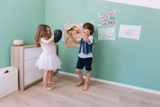 Joyful Children Playing Dress-up