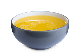 Bowl of Ghee butter isolated on white