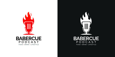 barbeque podcast logo design concept.