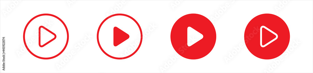 Poster red play buttons. web social networks icon set. vector illustration.