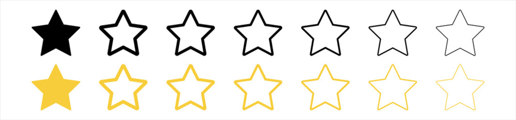 Star vector icons set black and yellow. Isolated button. vector illustration.	