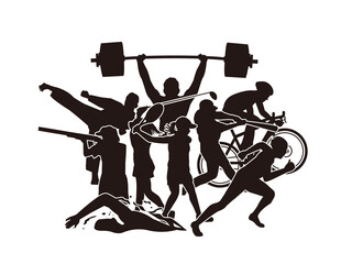 オリンピック　スポーツ選手　シルエット　イラスト素材