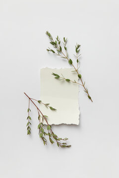 White piece of paper with twigs
