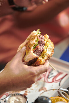 Mouth-watering beef burger.