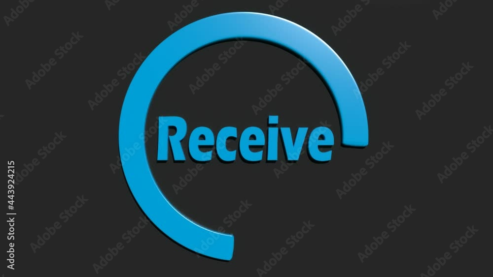 Poster a blue circular indicator on black background, with the write receive - 3d rendering video clip anim