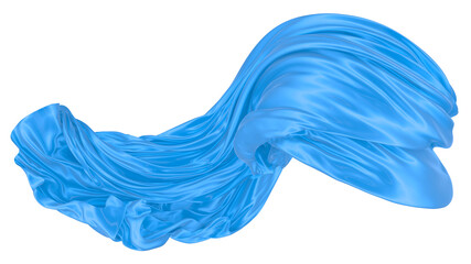 Obraz premium Beautiful flowing fabric of blue wavy silk or satin. 3d rendering image.