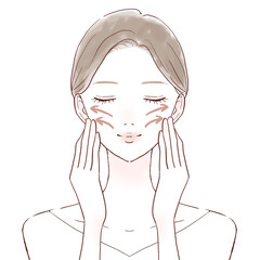 顔のリフトアップをしている女性