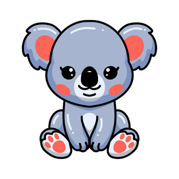 Cute baby koala cartoon sitting