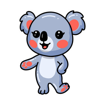 Cute baby koala cartoon presenting