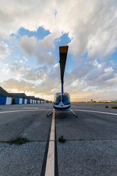 Small helicopter on the runway