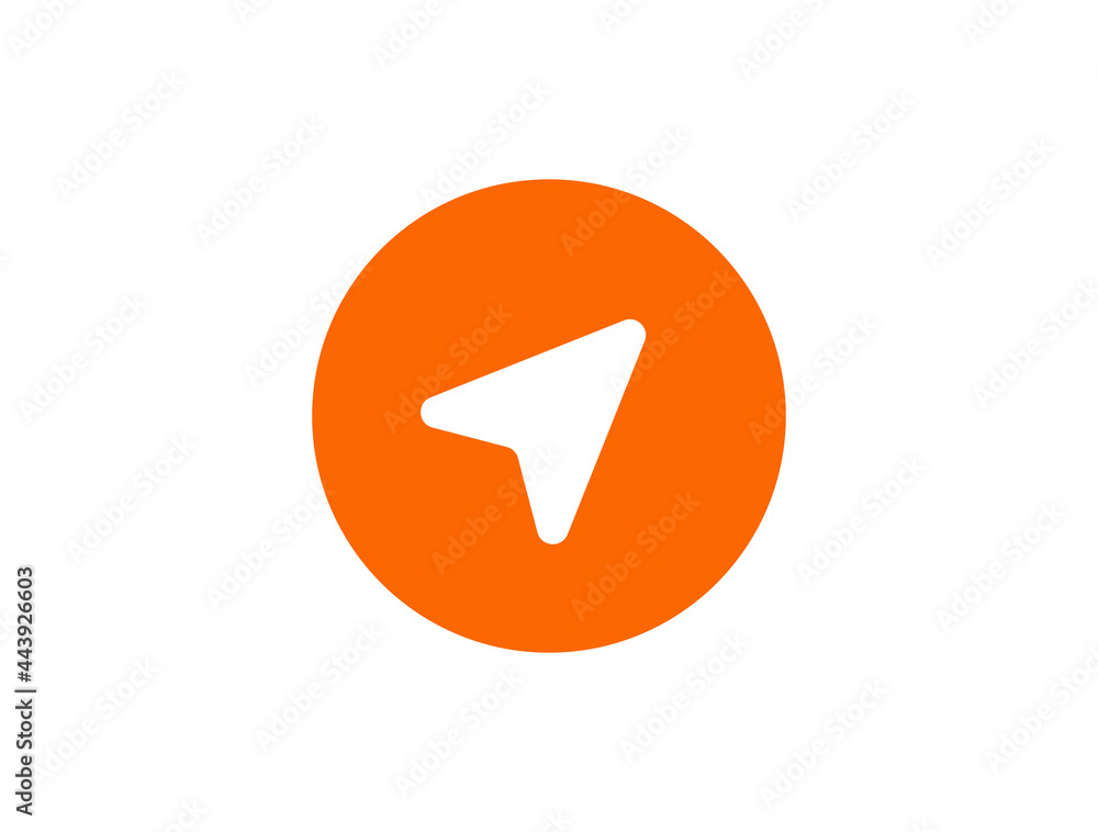 Aufkleber navigation arrow icon. symbol of gps direction.