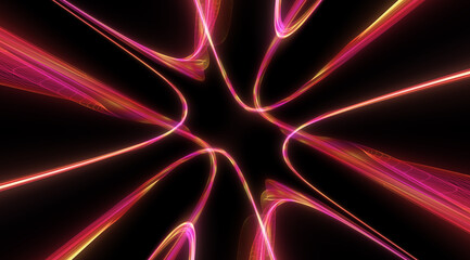 organic smooth and colorful and silky glowing light lines in abstract form and black background