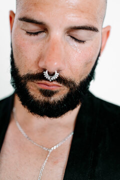 Portrait of moden man wiearing a septum