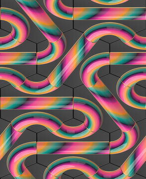 Abstract mosaic part 02. Black and Colorful.