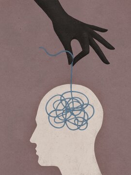 Mental health and psychotherapy concept illustration