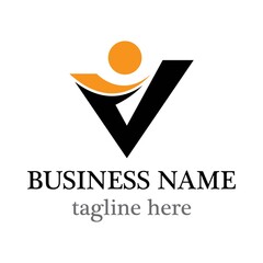 V Letter with people logo business