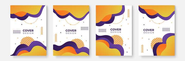 Orange Art Company identity brochure template collection. Business presentation vector A4 vertical orientation front page. Corporate report cover abstract geometric illustration design layout bundle.