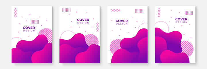 Magenta company identity brochure template collection. Business presentation vector A4 vertical orientation front page. Corporate report cover abstract geometric illustration design layout bundle.