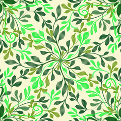 Elegant floral drawing seamless pattern with leaves